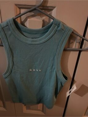 Roxy Ribbed Tank Top in Teal blue
